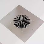 Tavolo Unghie Bianco con Aspiratore Integrato, Vetrina in Vetro Temperato, Maniglie Dorate, Postazione Salone Unghie, Tavolo Trucco