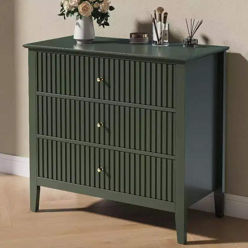 Cassettiera Heynemo a 3 Cassetti, Comodino in Legno Verniciato Alto 76 cm con Contenitore, Ampio Cassettone Moderno con Guide a Sfera
