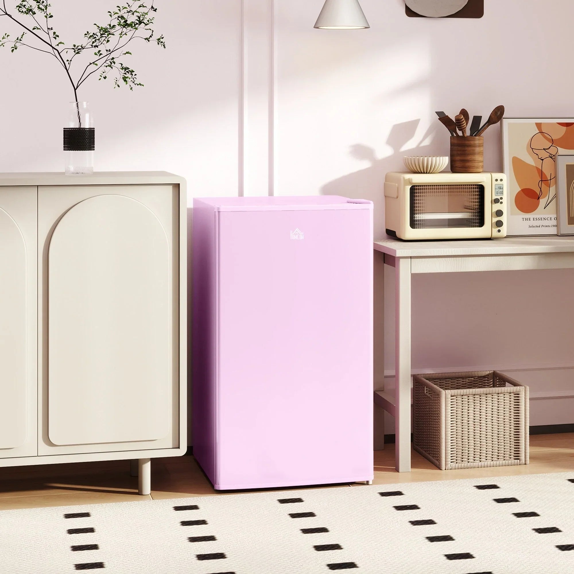 Mini Frigo da 90 litri con congelatore, Frigorifero Compatto Monoporta con Termostato Regolabile per Camera da Letto