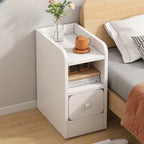 Comodino Semplice Bianco in Legno Naturale a 2 Cassetti