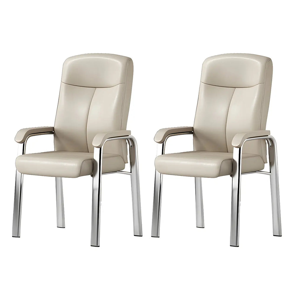 Sedia da ufficio HomeyFad moderna in pelle e metallo a 4 gambe con braccioli