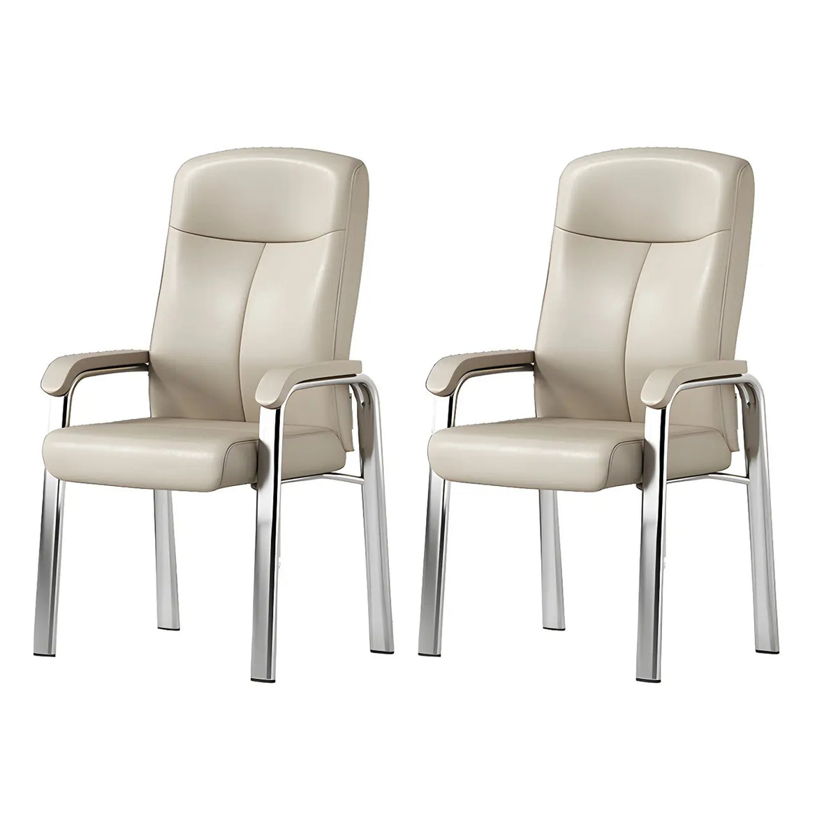 Sedia da ufficio HomeyFad moderna in pelle e metallo a 4 gambe con braccioli