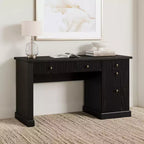 Meuble de rangement de bureau cannelé, bureau de direction moderne de 54 po avec station de recharge, bureau d'ordinateur en bois avec tiroirs classeurs pour bureau d'étude