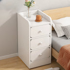 Comodino Semplice Bianco in Legno Naturale a 2 Cassetti
