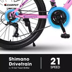 Okak Bici da montagna 24/26 pollici con 21 velocità e freni a doppio disco, bicicletta per bambini con sospensione anteriore da 100 mm, Dirt Bike per adolescenti e donne