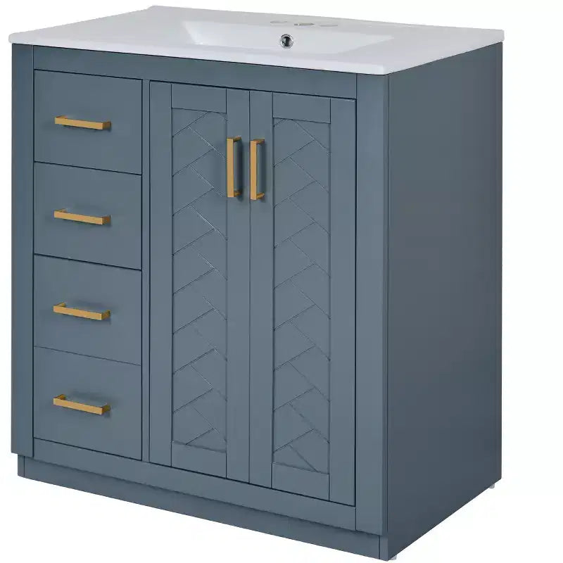 Mobile bagno singolo da 76 cm con lavabo, armadietto e 3 cassetti – Nero / Blu / Verde / Indaco / Bianco