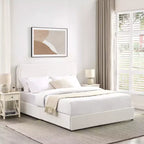 Letto Queen Size Moderno Rivestito in Bouclé con Cassetti Contenitore
