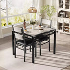 Set tavolo da pranzo per 4, con 4 sedie imbottite, set da 5 pezzi tavolo da cucina e sala da pranzo in legno con protezione angolare per cucina, appartamento, piccoli spazi