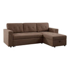 Divano sezionale reversibile con letto estraibile, chaise longue con contenitore nascosto, gambe durevoli,