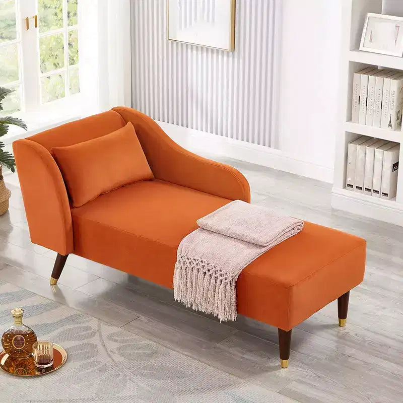 Chaise Longue Moderna in Velluto, Chaise Longue Imbottita con Bracciolo Curvo, Divano Letto per Camera da Letto, Ufficio, Soggiorno