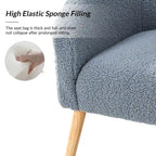 Poltrona Sheila Modern 30 W Boucle con gambe in legno massello, set da 2 di HULALA HOME