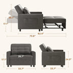 Divano letto trasformabile 3-in-1, Poltrona letto estraibile, Letto pieghevole convertibile per soggiorno