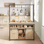 Isola per cucina, scaffale per forni a microonde con porta scorrevole, grande tavolo da cucina da 106,68 cm con supporto a 3 livelli per microonde, scaffali per forno, set da tavola per caffè