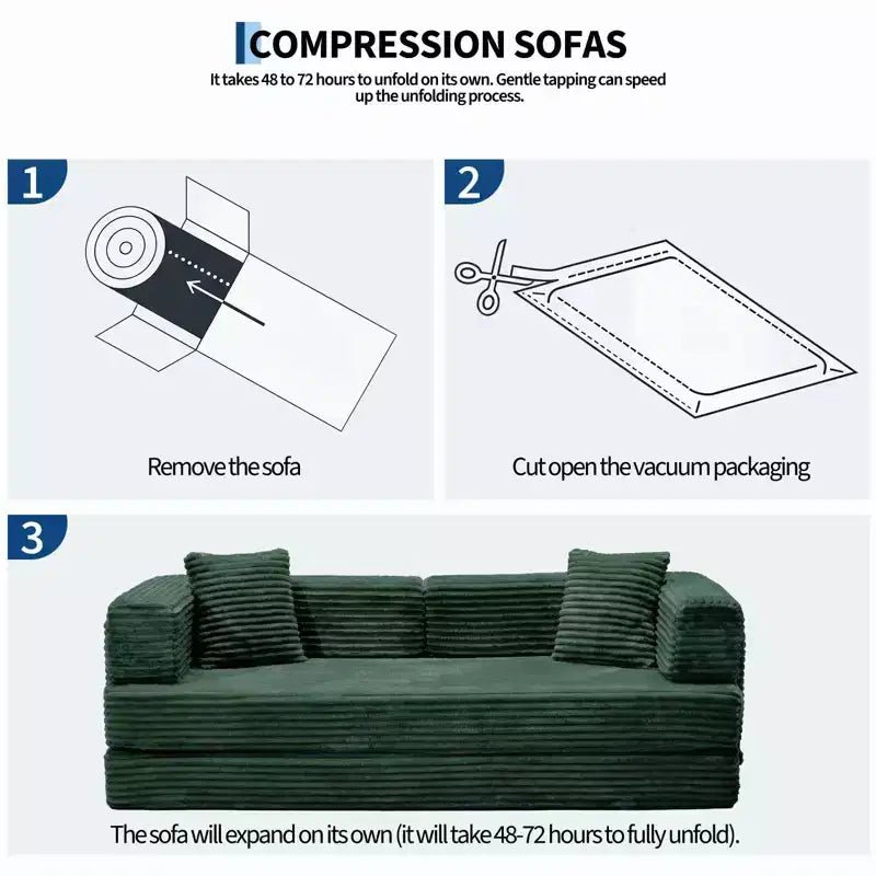 Canapé-lit convertible 5-en-1 80.7 – Côtelé, 1200 lbs, Aucun assemblage requis
