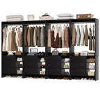 Besiost Set di 4 organizer per armadio con cassetti in legno e aste appendiabiti