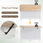 Set da isola per cucina TOPMAX con anta a ribalta e 2 posti a sedere, set tavolo da pranzo con ripiano regolabile, cassetti e portasciugamani