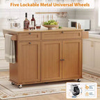 Table îlot mobile 55 avec prise de courant et abattant, chariot de cuisine roulant avec poubelle intégrée pour cuisine