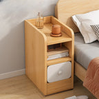 Comodino Semplice Bianco in Legno Naturale a 2 Cassetti