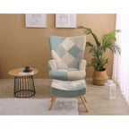 Poltrona con Pouf, Set Sedia e Ottomana per Soggiorno, Comoda Poltroncina Laterale per Camera da Letto, Superficie in Tessuto con Giunture Creative