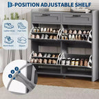 Meuble à chaussures avec 4 tiroirs basculants et 2 tiroirs supérieurs, meuble à chaussures en bois avec étagère réglable, armoires à chaussures autoportantes