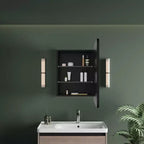 Mobiletto a specchio a LED nero/bianco/oro, anta singola, cerniera sinistra o destra, a incasso o a parete