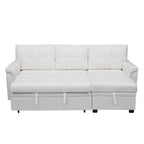 Divano componibile convertibile reversibile con letto estraibile, chaise longue con contenitore nascosto e gambe durevoli