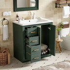 Mobile bagno singolo da 76 cm con lavabo, armadietto e 3 cassetti – Nero / Blu / Verde / Indaco / Bianco