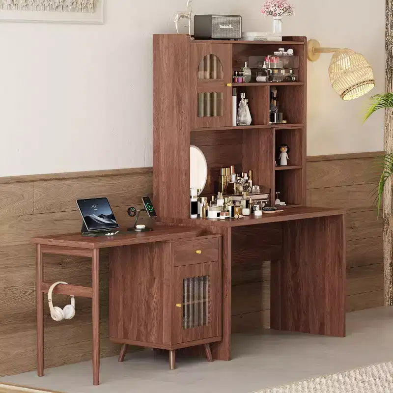 Scrivania per computer moderna Okak in legno per ufficio con scrivania/sedia e libreria, scrivania da scrittura con contenitore per ragazzi e studenti per studio, ufficio
