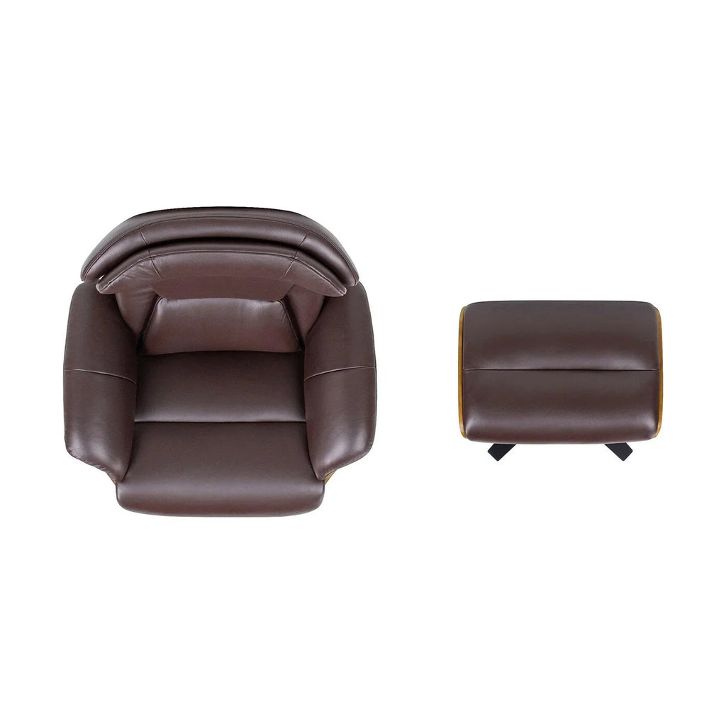 Jovan 31.5 Poltrona reclinabile in vera pelle con pouf