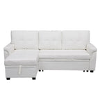 Divano sezionale reversibile con letto estraibile, chaise longue con contenitore nascosto, gambe durevoli,