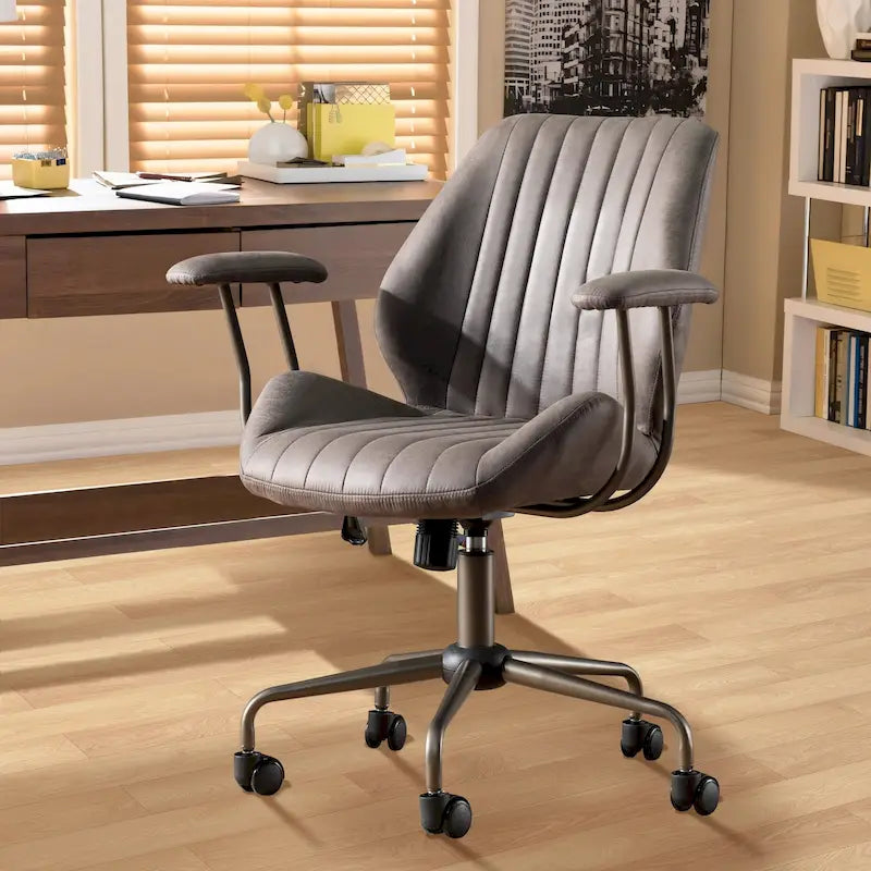 Sedia da ufficio ergonomica in pelle scamosciata Sedia da scrivania Supporto lombare