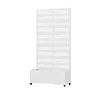 Fioriera rettangolare in ferro battuto bianco MAYEERTY con traliccio (Harold Wide-Narrow B Louvered), 72x35x16, 5 pezzi, decorazione per giardino interno ed esterno