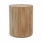 Tavolino Laterale Decorativo in Legno Scanalato con Piano in Marmo e Spazio Contenitivo - Piccolo Tavolino d'Appoggio per Arredo Camera da Letto o Soggiorno