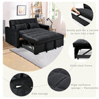 Divanetto futon moderno in velluto con schienale reclinabile e tasche, 2 posti – Grigio scuro / Grigio chiaro / Blu / Nero