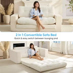 Mjkone Divano letto futon convertibile 2 in 1 da 180 cm, in tessuto a coste, pieghevole, con bottoni trapuntati, divanetto salvaspazio