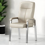 Sedia da ufficio HomeyFad moderna in pelle e metallo a 4 gambe con braccioli