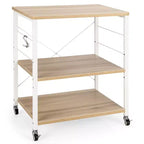 Scaffale da Cucina a 3 Livelli Costway, Carrello per Forno a Microonde con Gancio