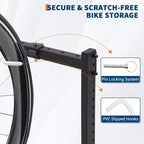 Rastrelliera portabici autoportante per 5 bici con capacità di carico di 136 kg, robusto organizzatore per un posizionamento sicuro e stabile delle bici in cortili anteriori e posteriori