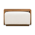 Pouf Jarmo Poly & Bark con Tavolino Regolabile in Noce - Vera Pelle Italiana Pieno Fiore