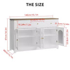 Credenza stretta da 140 cm con 3 cassetti e 4 ante per cucina, sala da pranzo, soggiorno