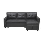 Divano componibile convertibile reversibile con letto estraibile, chaise longue con contenitore nascosto e gambe durevoli