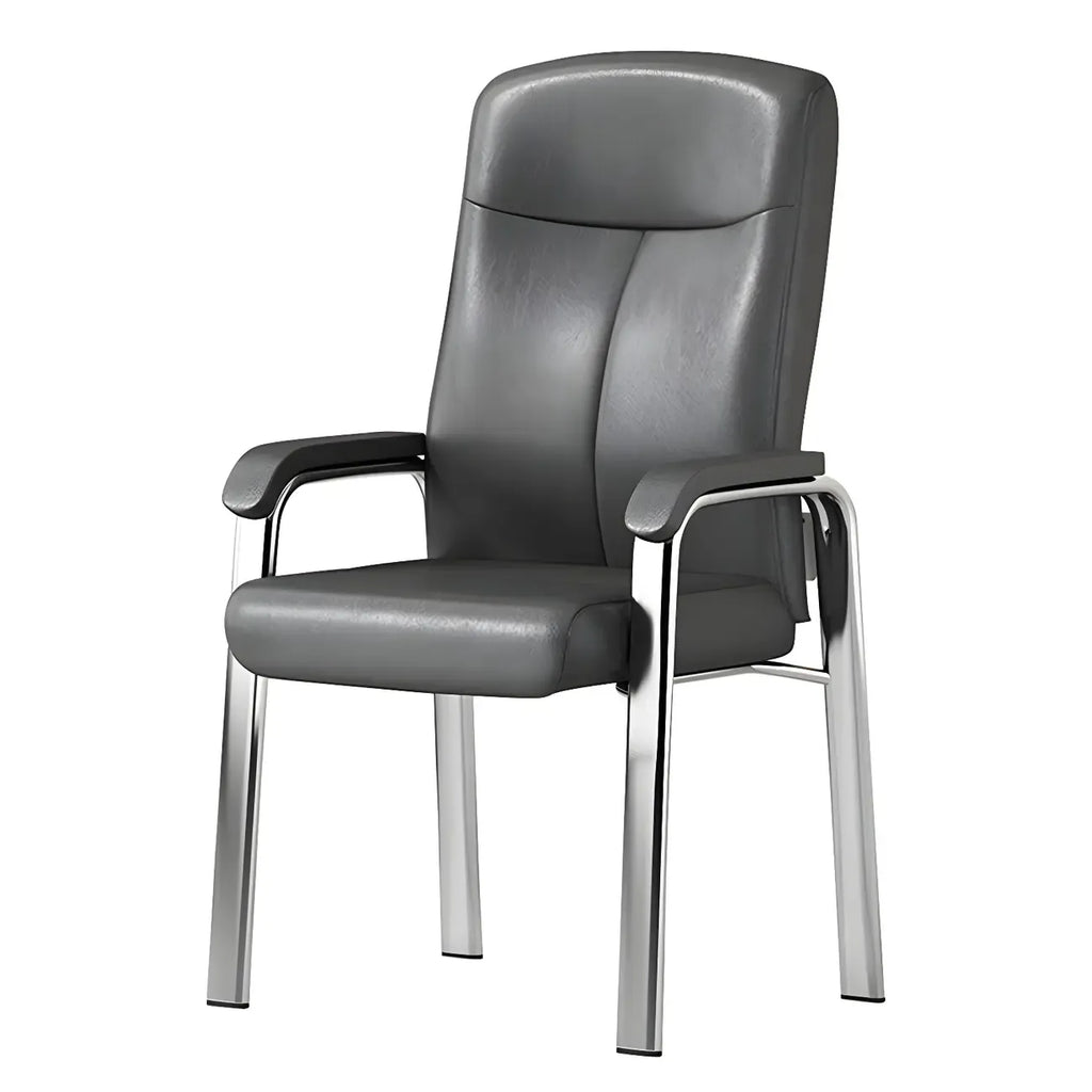 Sedia da ufficio HomeyFad moderna in pelle e metallo a 4 gambe con braccioli