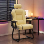 Fauteuil de direction ergonomique en cuir jaune à dossier haut