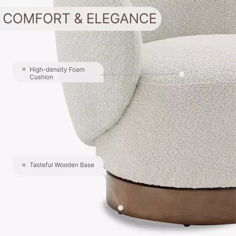 Poltrona a botte girevole imbottita Spruce&Spring con base in legno