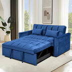 Divanetto futon moderno in velluto con schienale reclinabile e tasche, 2 posti – Grigio scuro / Grigio chiaro / Blu / Nero
