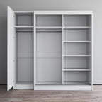 Armadio a 2 ante con specchio, frontale in vetro, 2 persone (grigio/nero/bianco)