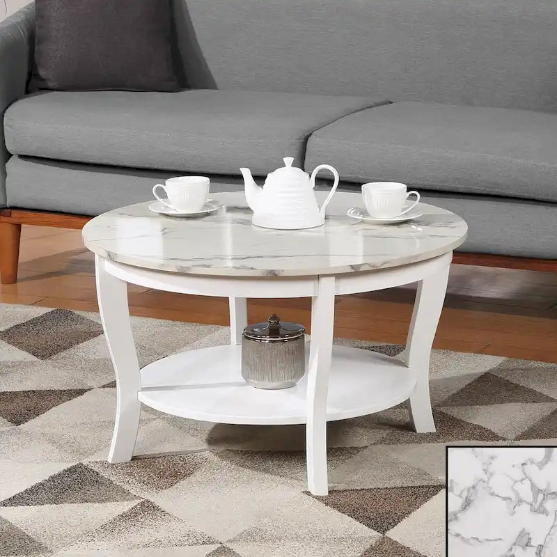 Tavolino da caffè rotondo con ripiano
