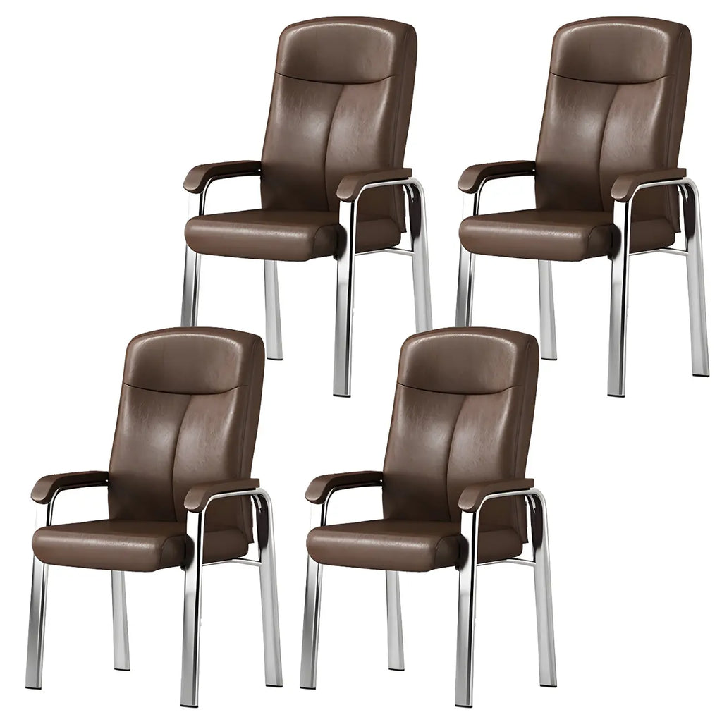 Sedia da ufficio HomeyFad moderna in pelle e metallo a 4 gambe con braccioli