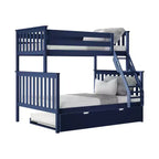 Letto a Castello in Legno Massello Max & Lily, una Piazza e Mezza con Letto Estraibile Contenitore e Scaletta per Bambini