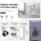 Tavolo Artigianale Regolabile in Altezza con Ripiani Portaoggetti, Tavolo da Taglio Pieghevole Mobile per Ufficio Domestico, Sala da Cucito, Stanza per Hobby